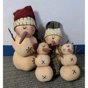 Lot of 4 Honey and Me Assorted Primitive Style Snowmen Figures & Ornaments